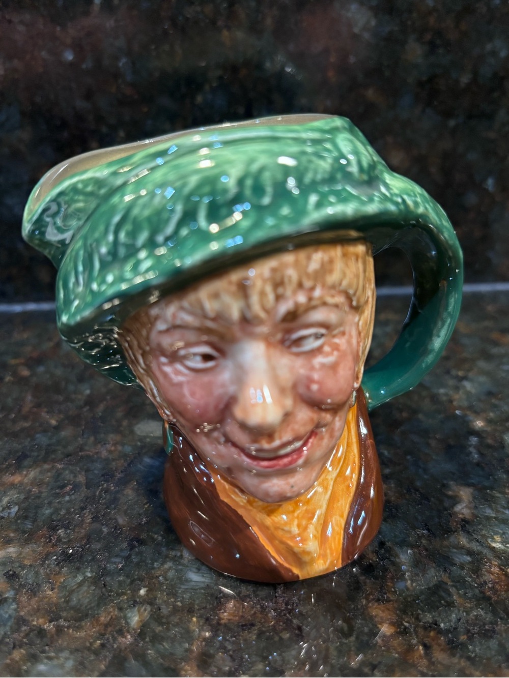 Royal Doulton Arriet Figural Character mini Mug England Green Hat 1946 3 1/2"